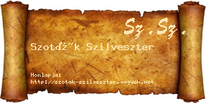 Szoták Szilveszter névjegykártya